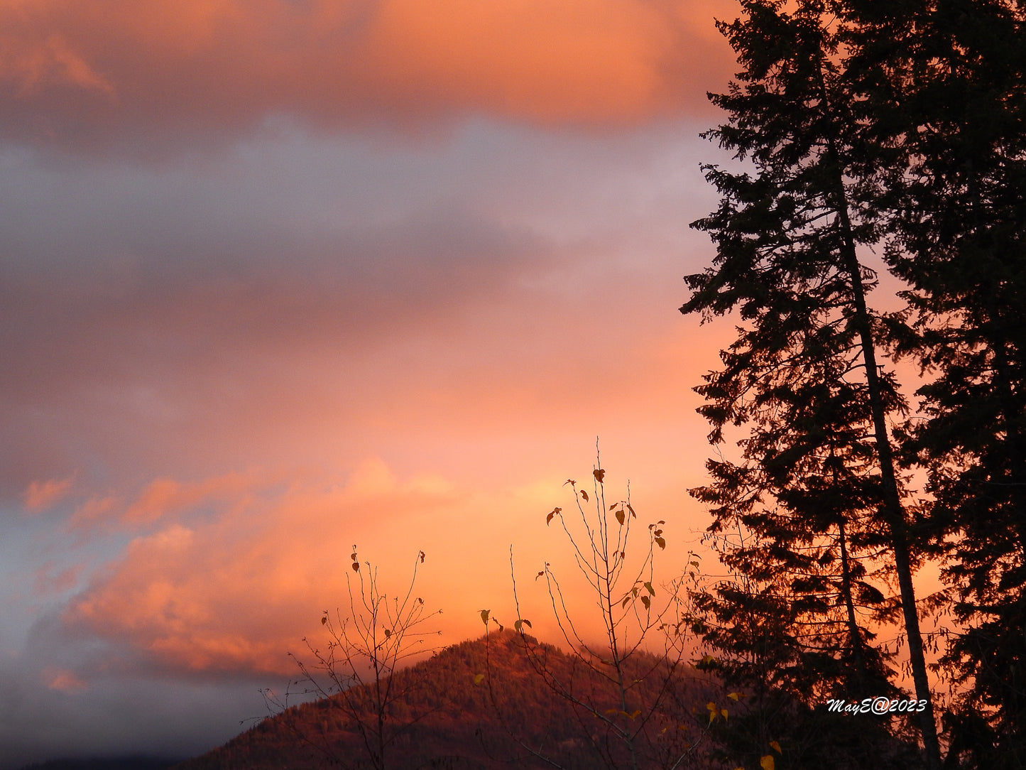 Nature Landscape Photographic Art Poster - Orange Cloud Mountain - with Frame