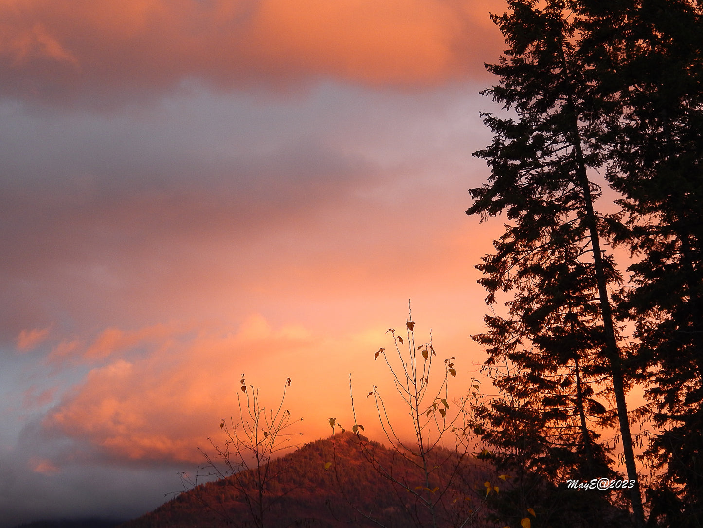 Nature Landscape Photographic Art Poster - Orange Cloud Mountain - with Frame