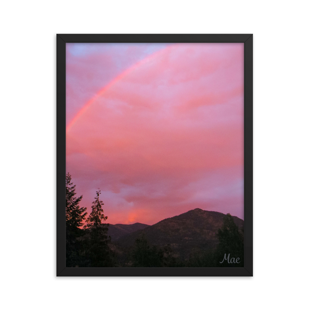 Nature Landscape Photographic Art Poster - Pink+Purple Rainbow Sky - with Frame