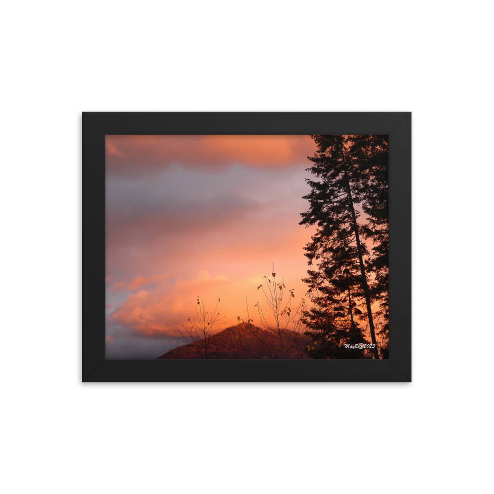 Nature Landscape Photographic Art Poster - Orange Cloud Mountain - with Frame