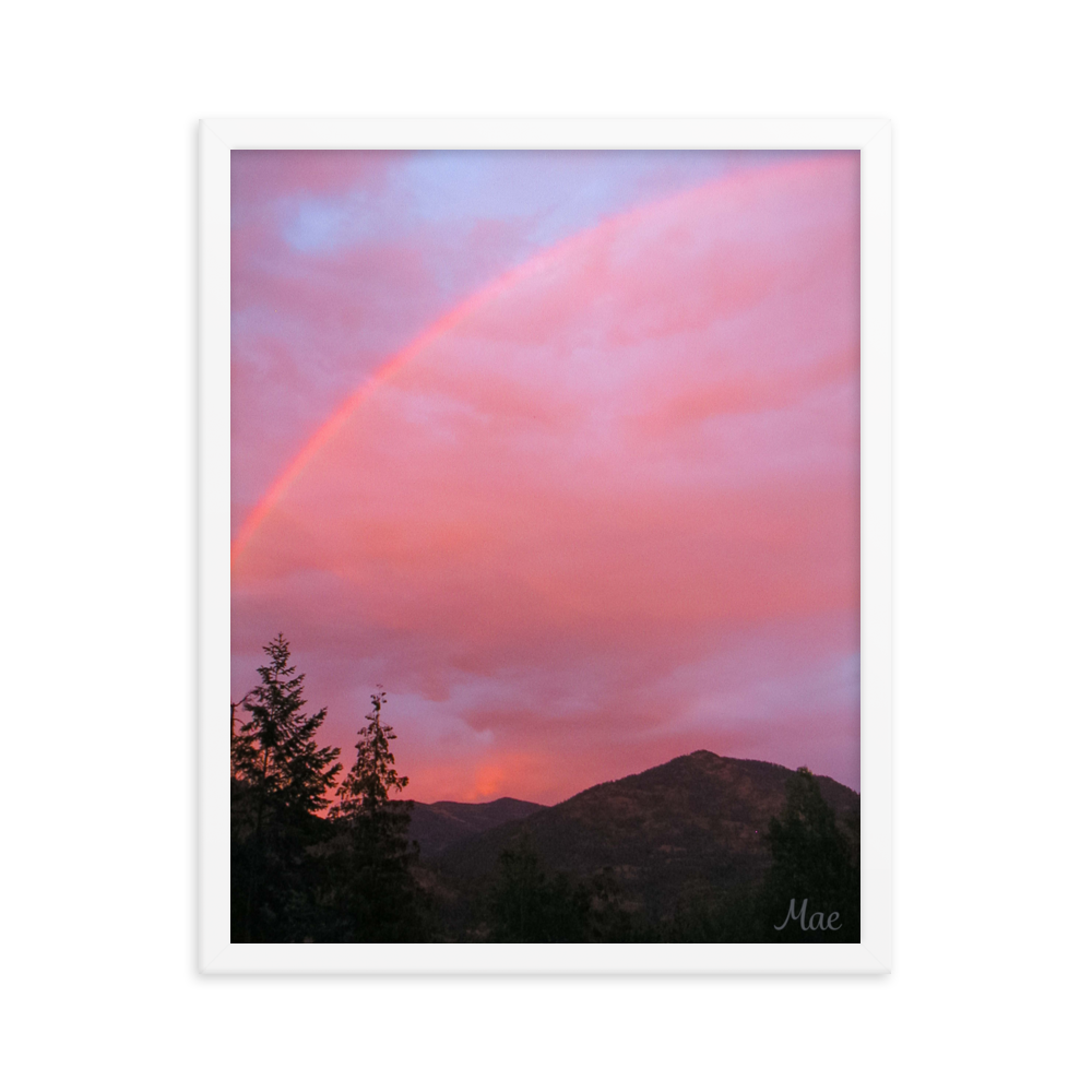Nature Landscape Photographic Art Poster - Pink+Purple Rainbow Sky - with Frame