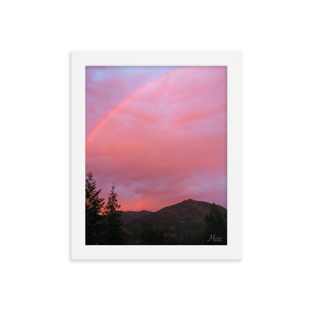 Nature Landscape Photographic Art Poster - Pink+Purple Rainbow Sky - with Frame