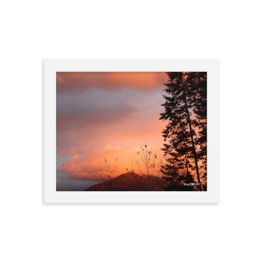 Nature Landscape Photographic Art Poster - Orange Cloud Mountain - with Frame