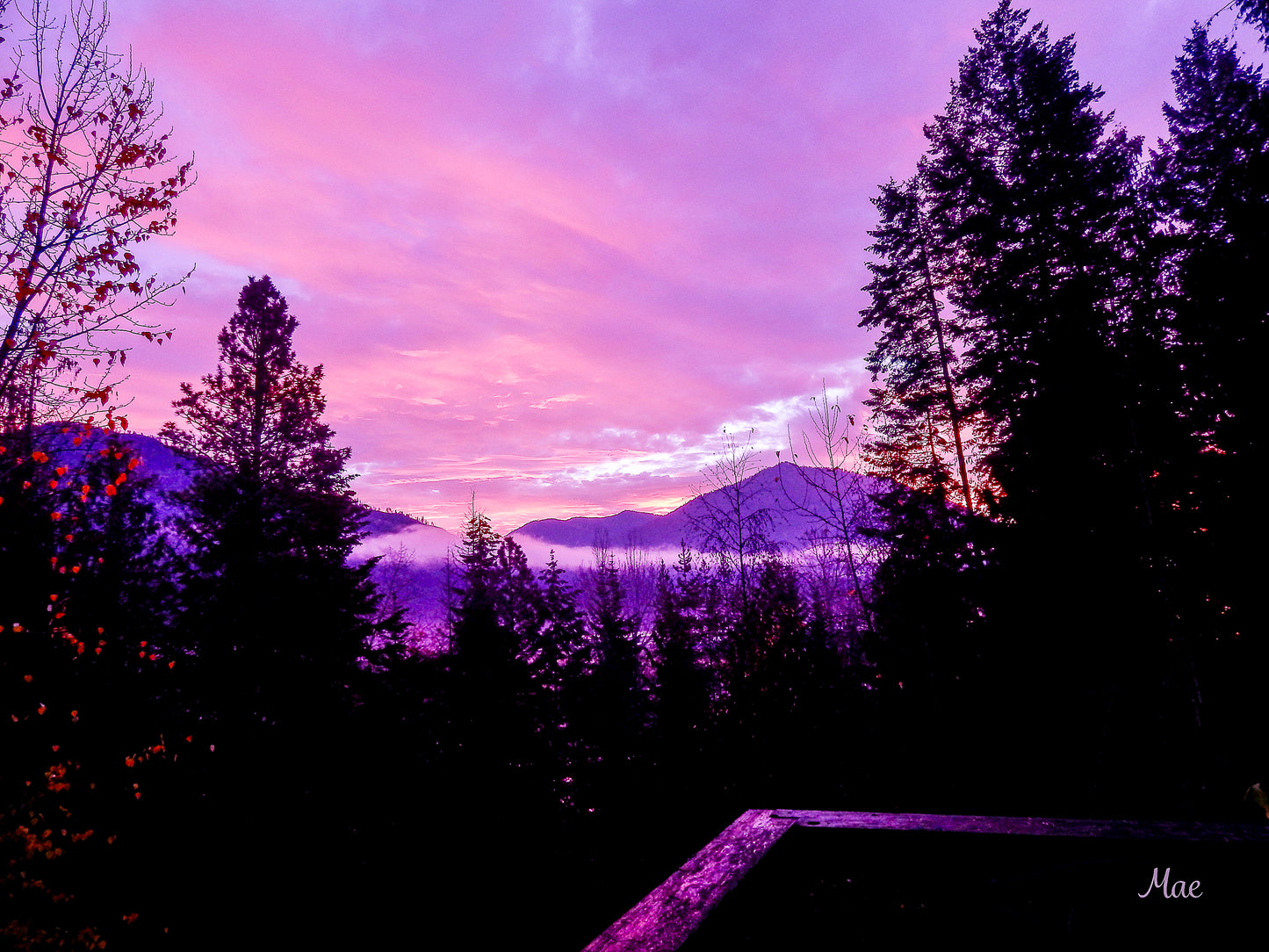 Nature Landscape Photographic Art Poster - Pink Sky Purple Sky Mountain