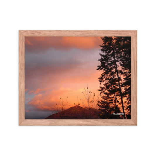 Nature Landscape Photographic Art Poster - Orange Cloud Mountain - with Frame