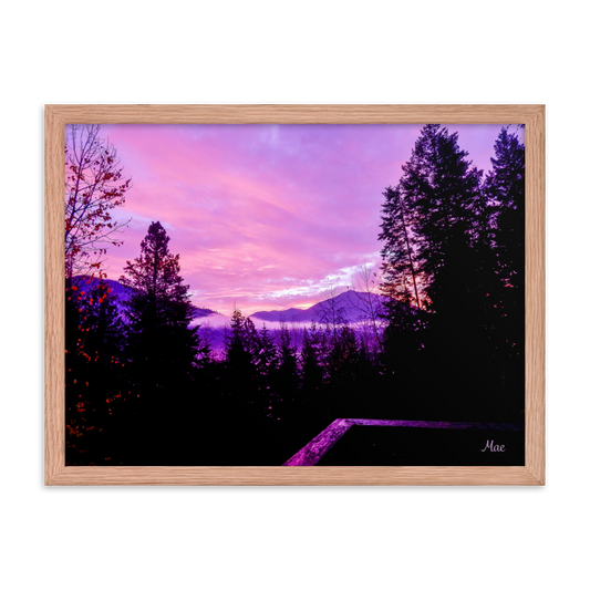 Nature Landscape Photographic Art Poster - Pink Sky Purple Sky Mountain - with Frame