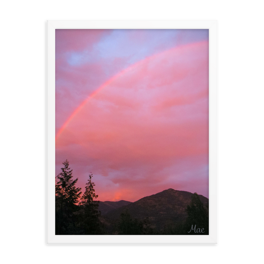 Nature Landscape Photographic Art Poster - Pink+Purple Rainbow Sky  - with Frame