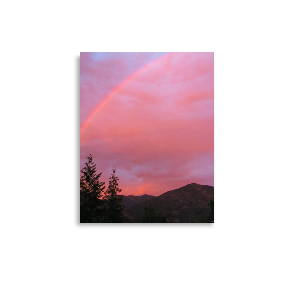 Nature Landscape Photographic Art Poster - Pink+Purple Rainbow Sky