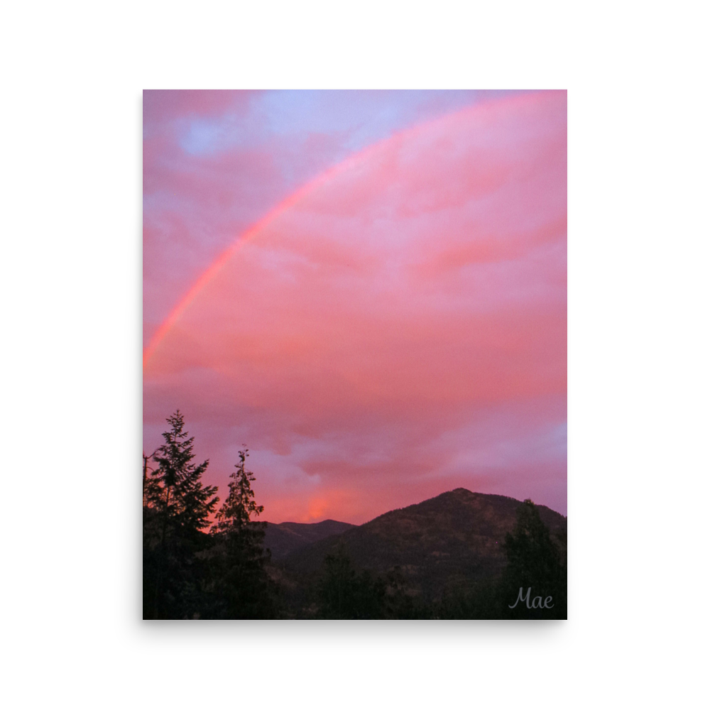 Nature Landscape Photographic Art Poster - Pink+Purple Rainbow Sky