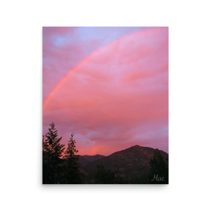 Nature Landscape Photographic Art Poster - Pink+Purple Rainbow Sky