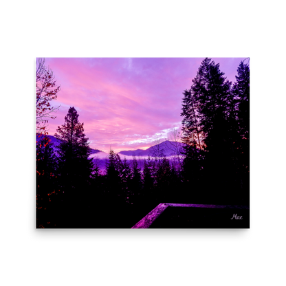 Nature Landscape Photographic Art Poster - Pink Sky Purple Sky Mountain