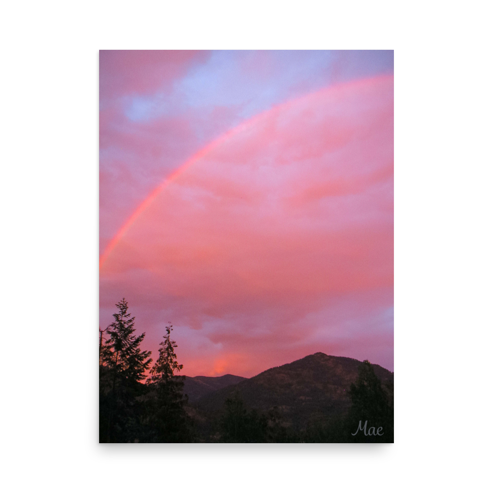 Nature Landscape Photographic Art Poster - Pink+Purple Rainbow Sky